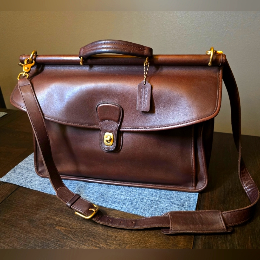 Lg Coach Brown Briefcase Bleekman 5266 Vintage Unisex